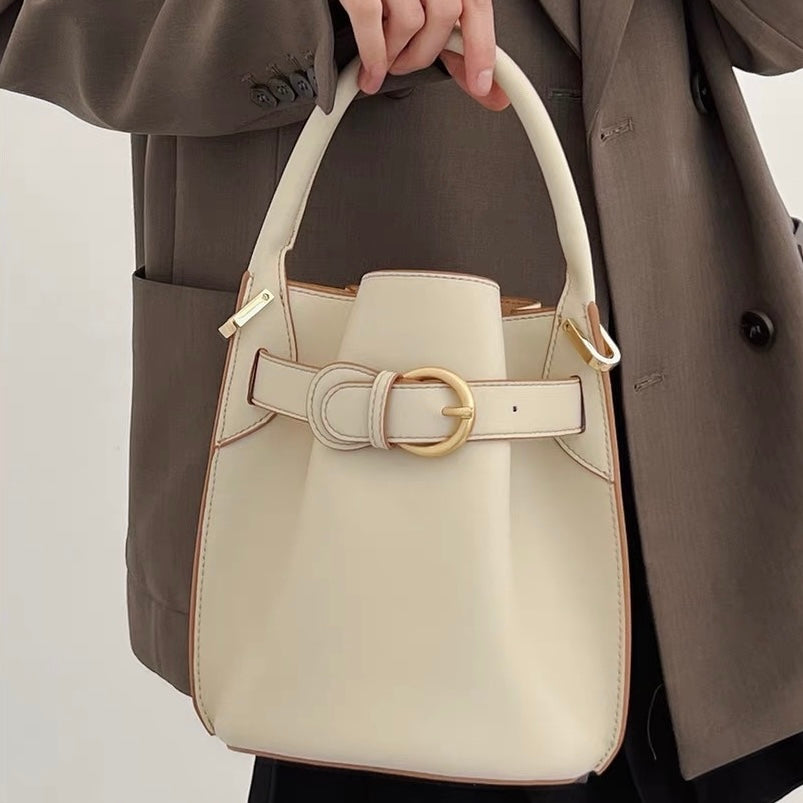 Exquisite Mini Bucket Crossbody Handbag in Genuine Leather