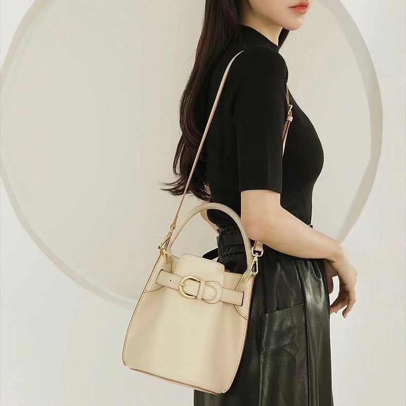 Exquisite Mini Bucket Crossbody Handbag in Genuine Leather
