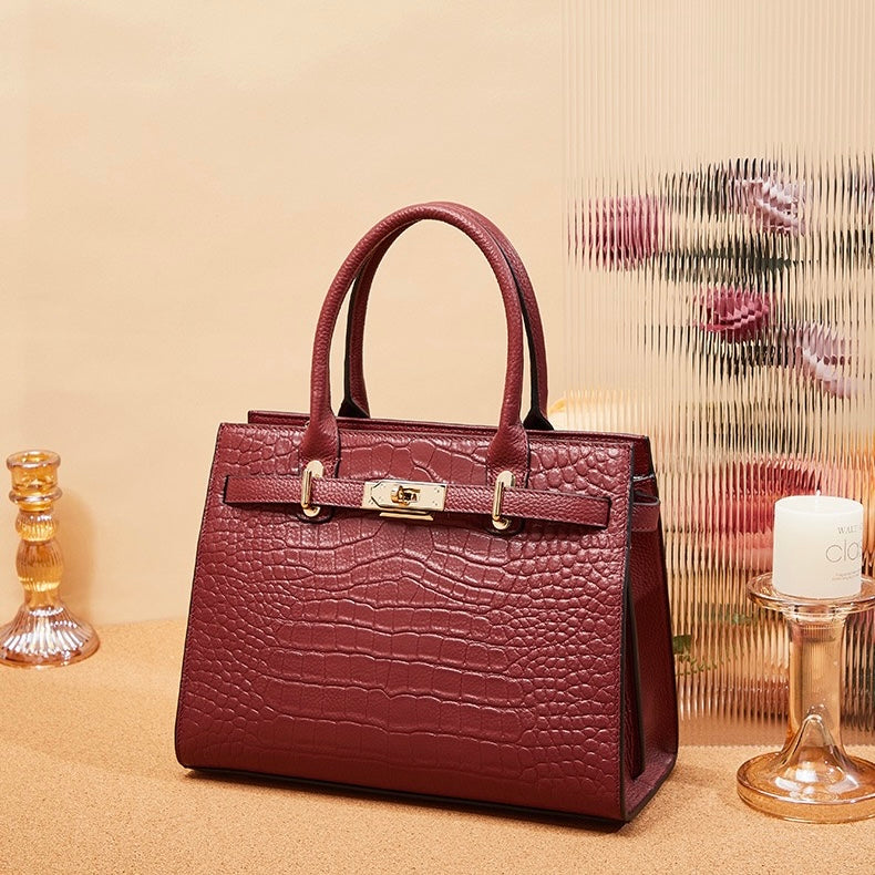 Genuine Leather Classic Crossbody Tote Bag for Women