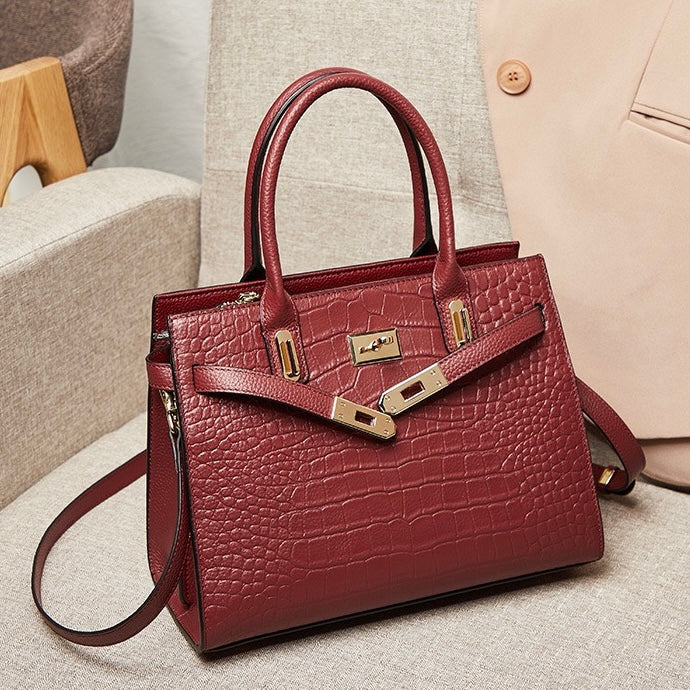 Genuine Leather Classic Crossbody Tote Bag for Women