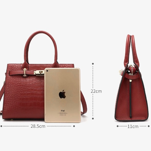 Genuine Leather Classic Crossbody Tote Bag for Women