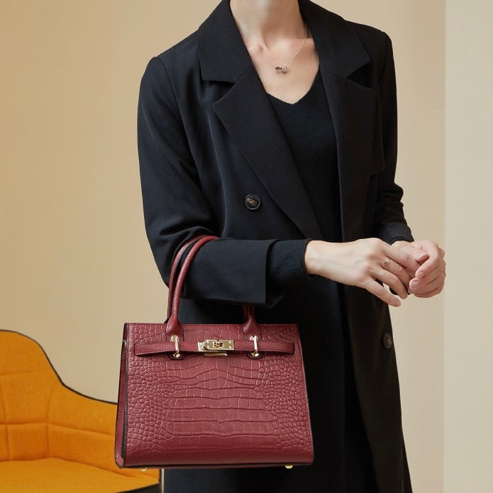 Genuine Leather Classic Crossbody Tote Bag for Women