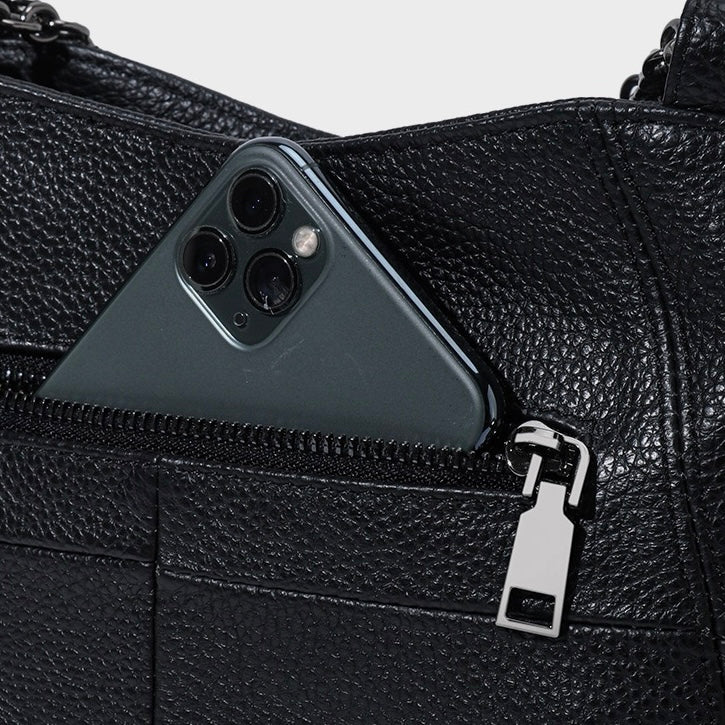 Luxury Genuine Leather Chain Tote: Elegant Handheld & Shoulder Bag