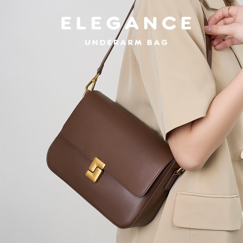 Genuine Leather Commuter Shoulder Box Bag for Women