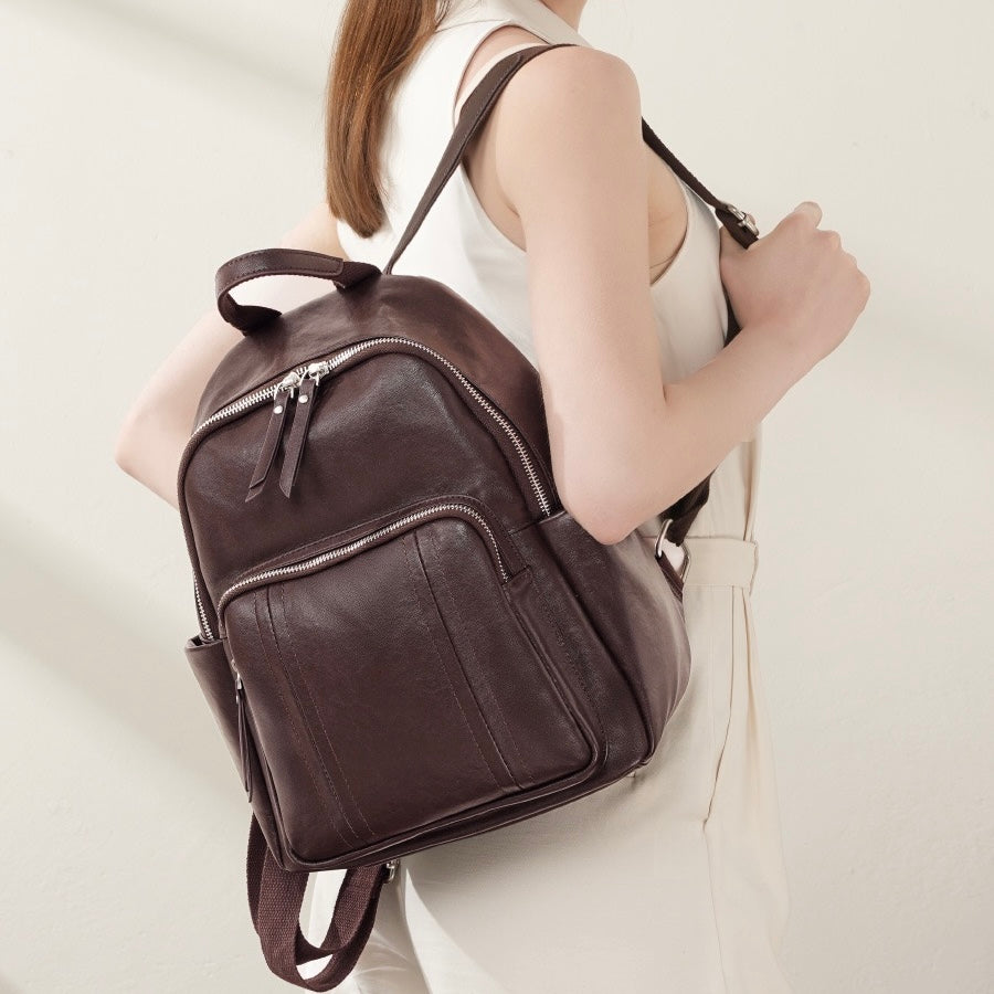 Chic Genuine Leather Multifunctional Backpack for Modern Women