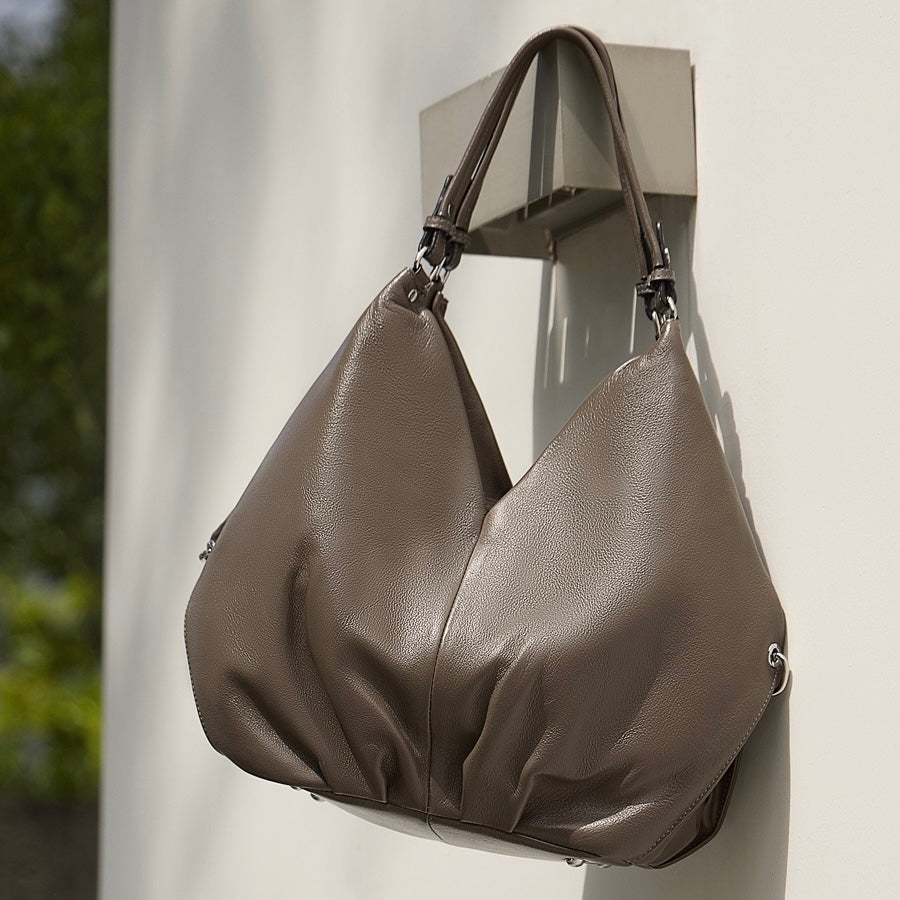 Luxury Ruched Leather Large Tote Hobo Bag
