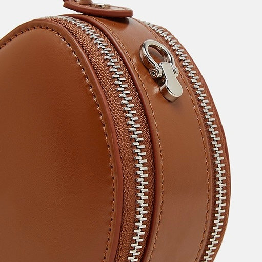 Elegant Apple-Shaped Genuine Leather Handbag