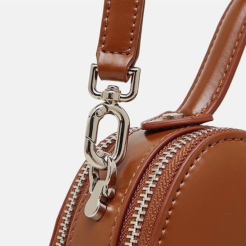 Elegant Apple-Shaped Genuine Leather Handbag