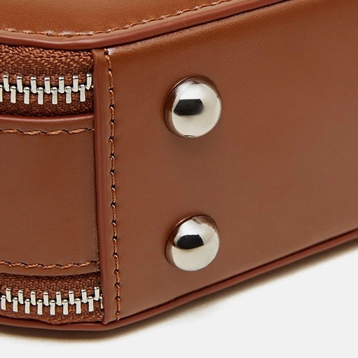 Elegant Apple-Shaped Genuine Leather Handbag