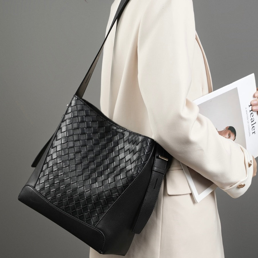 Exquisite Handwoven Cowhide Crossbody and Shoulder Bag