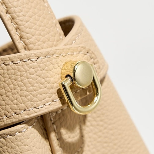 Genuine Leather Minimalist Bucket Bag for Women
