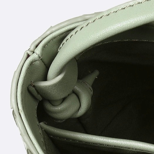 Genuine Sheepskin Retro Woven Bucket Bag for Women