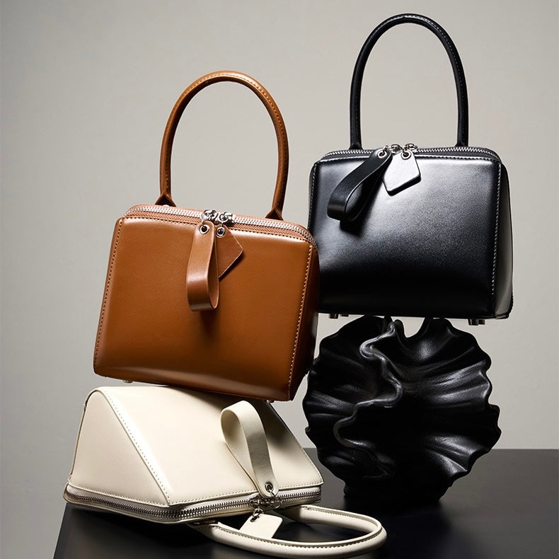 Chic French Inspired Genuine Leather Crossbody Bag