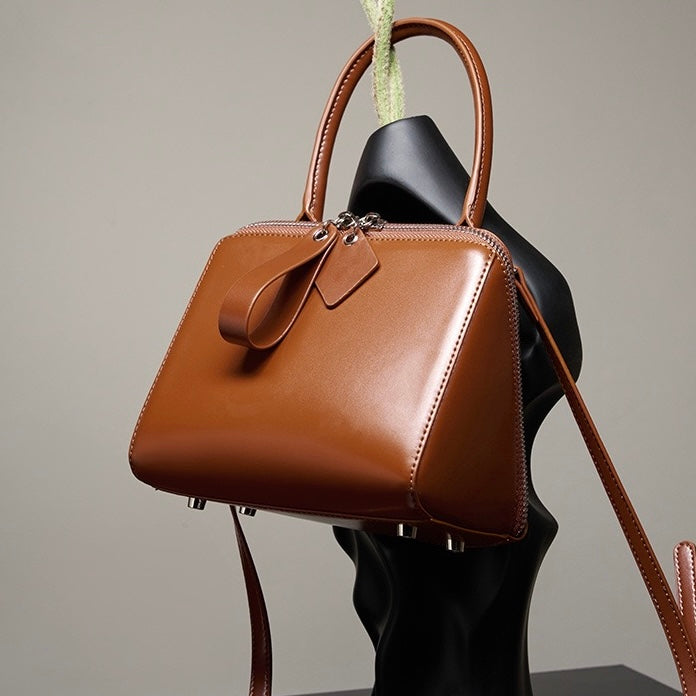 Chic French Inspired Genuine Leather Crossbody Bag