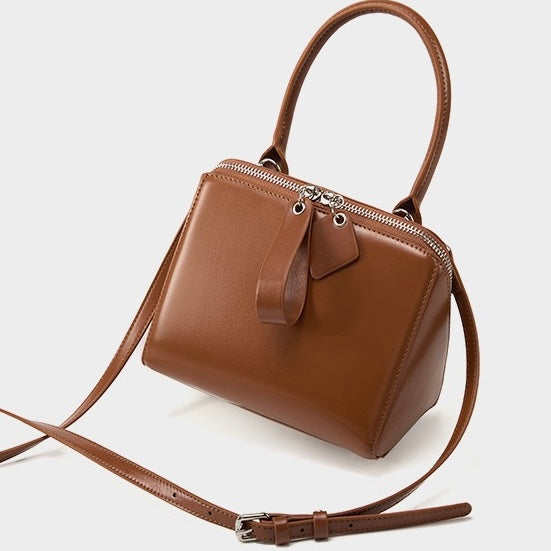 Chic French Inspired Genuine Leather Crossbody Bag