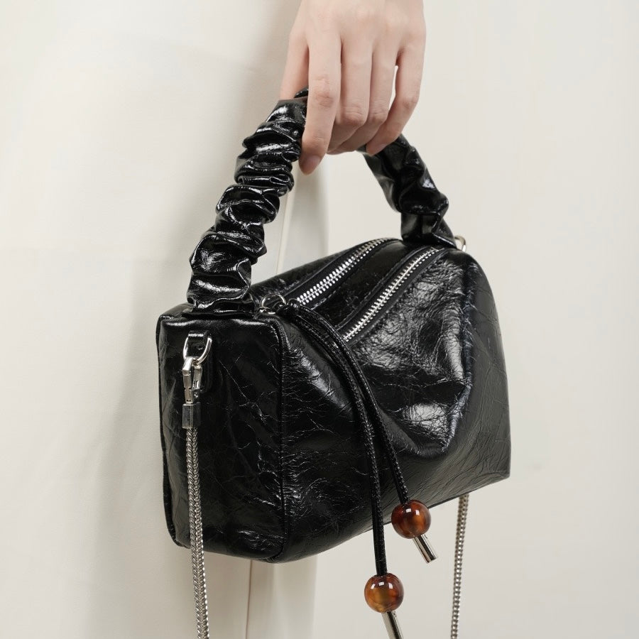 Beaded Leather Bento Box Crossbody Bag