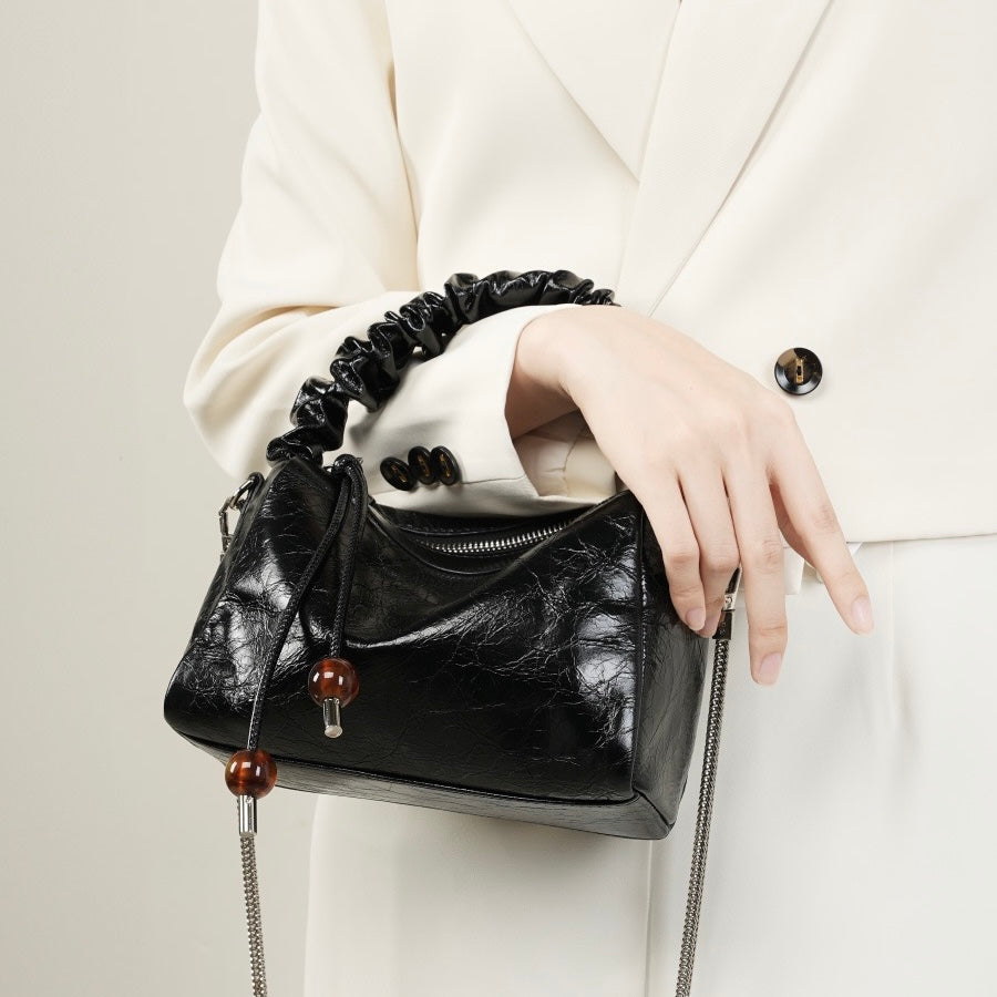 Beaded Leather Bento Box Crossbody Bag