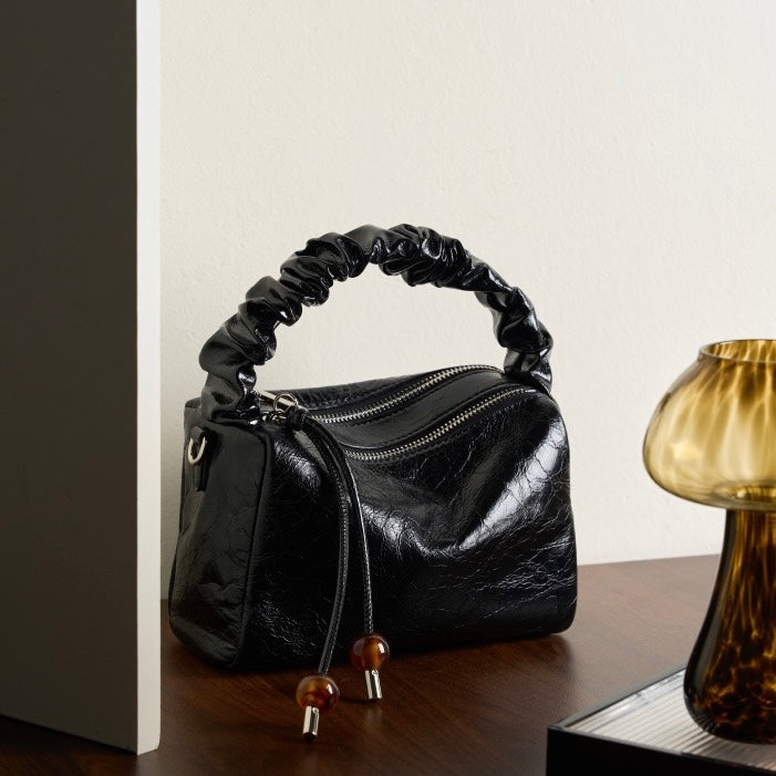 Beaded Leather Bento Box Crossbody Bag