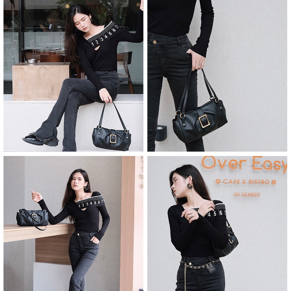 Genuine Leather Baguette Bag – Spring 2025 Collection for Timeless Elegance
