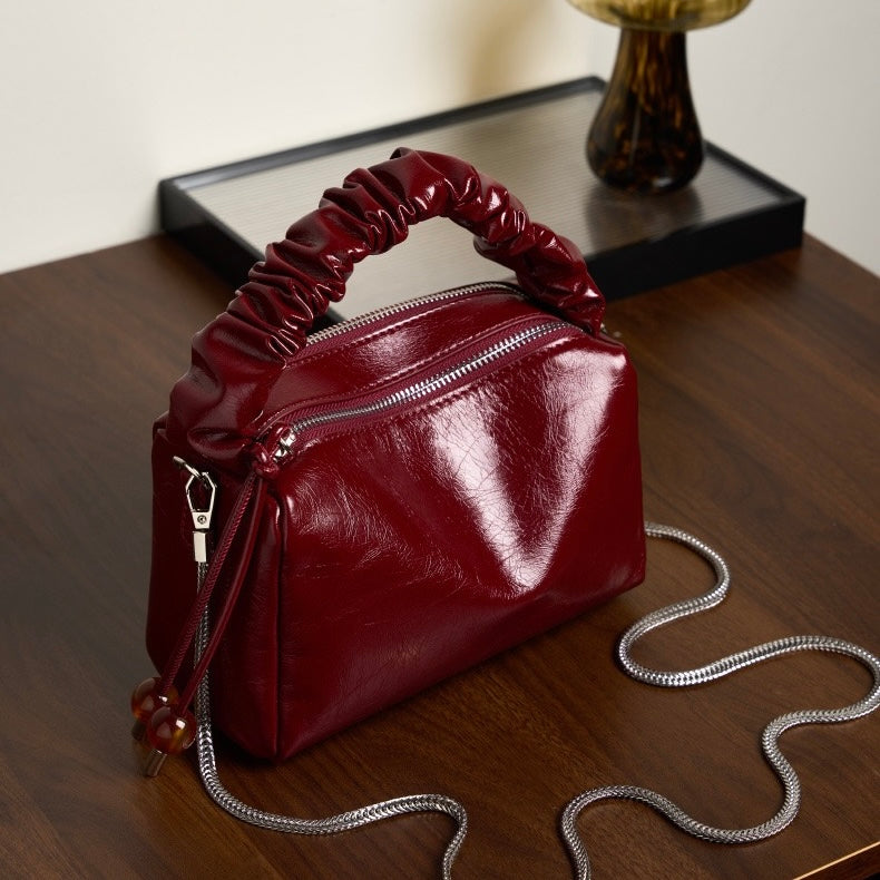 Beaded Leather Bento Box Crossbody Bag