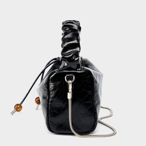 Beaded Leather Bento Box Crossbody Bag