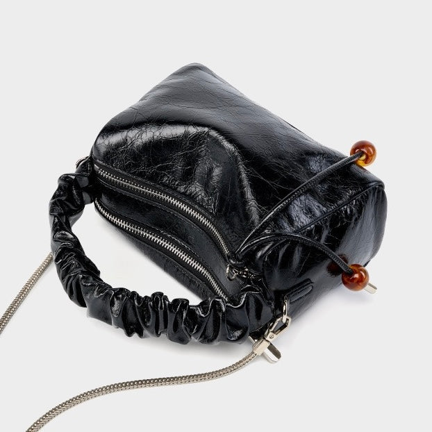 Beaded Leather Bento Box Crossbody Bag