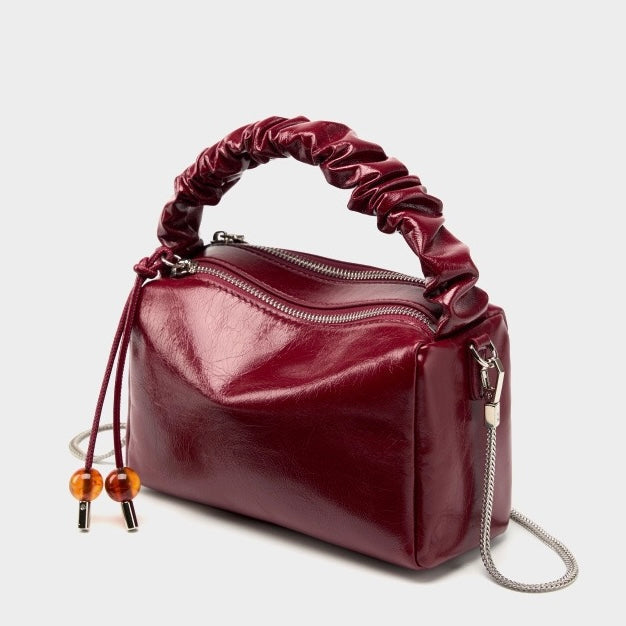 Beaded Leather Bento Box Crossbody Bag