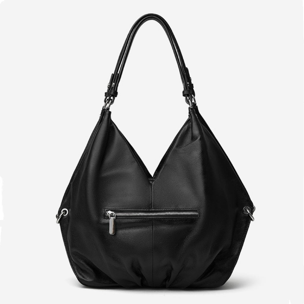 Luxury Ruched Leather Large Tote Hobo Bag
