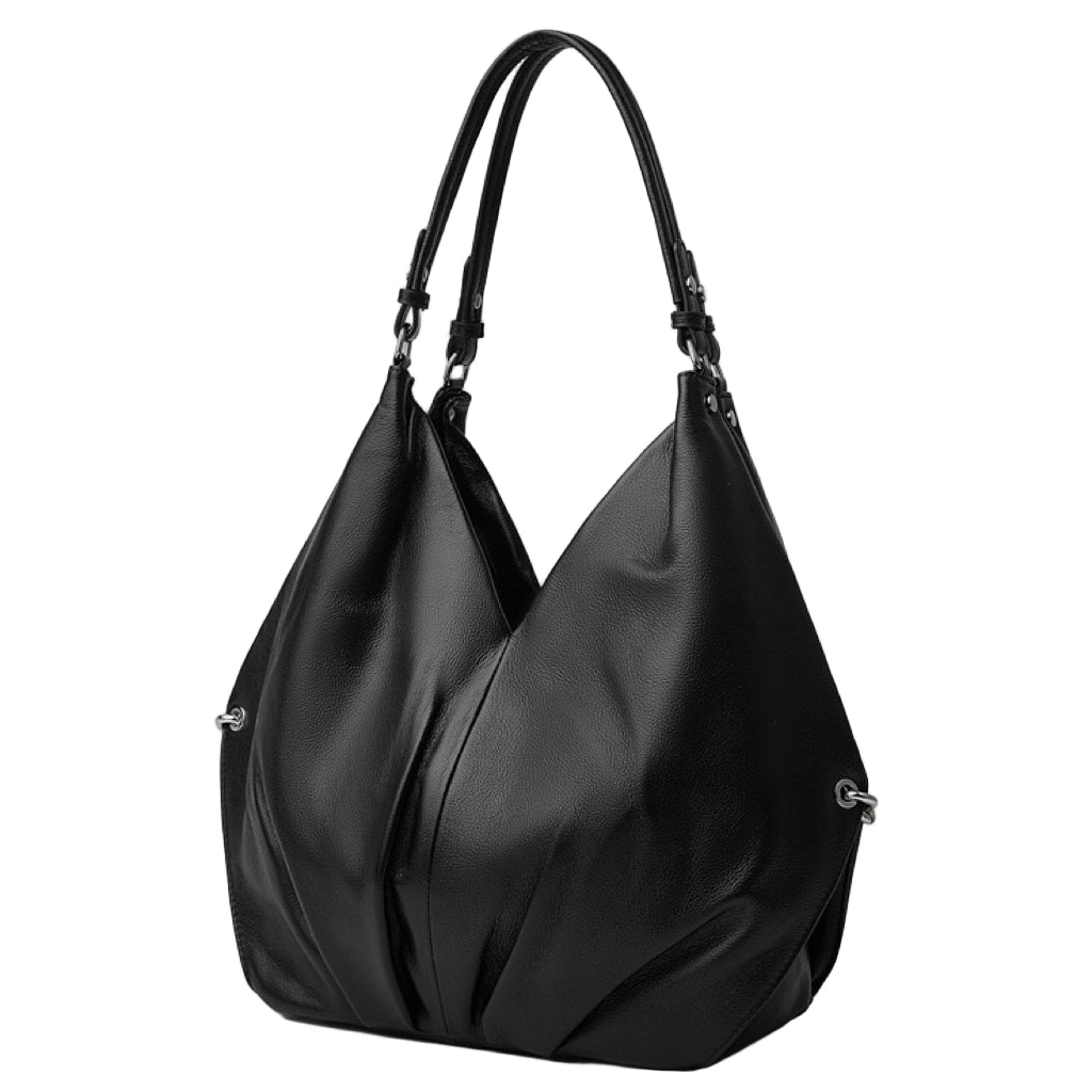 Luxury Ruched Leather Large Tote Hobo Bag