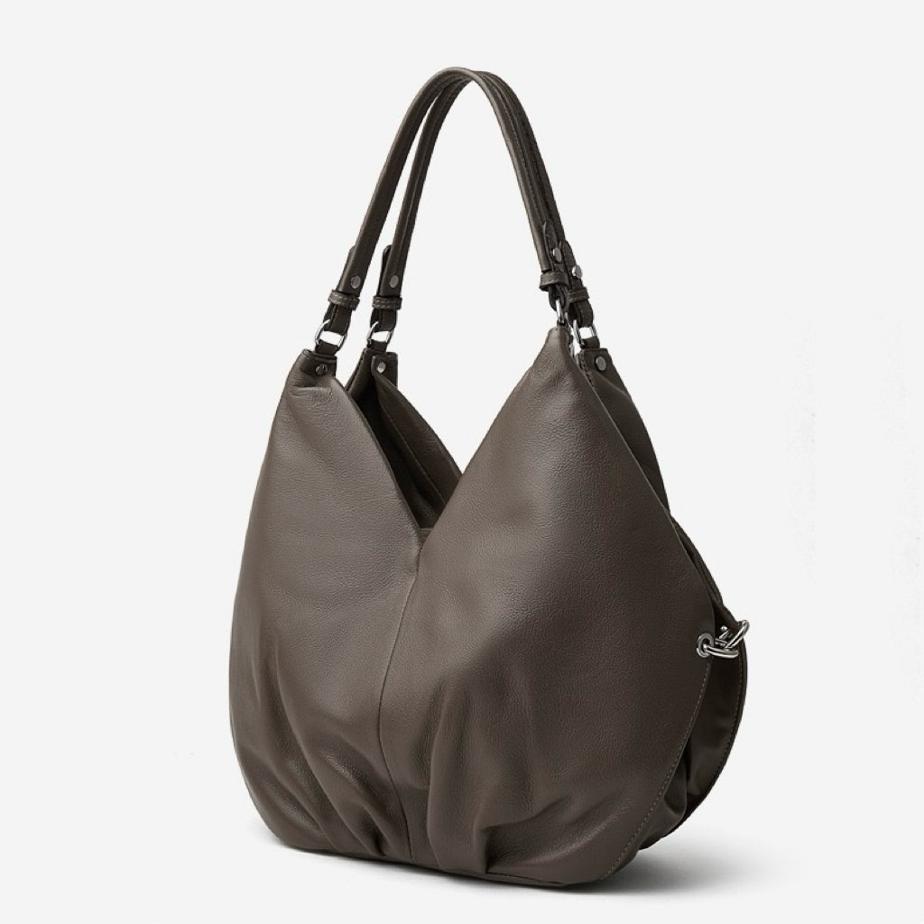 Luxury Ruched Leather Large Tote Hobo Bag