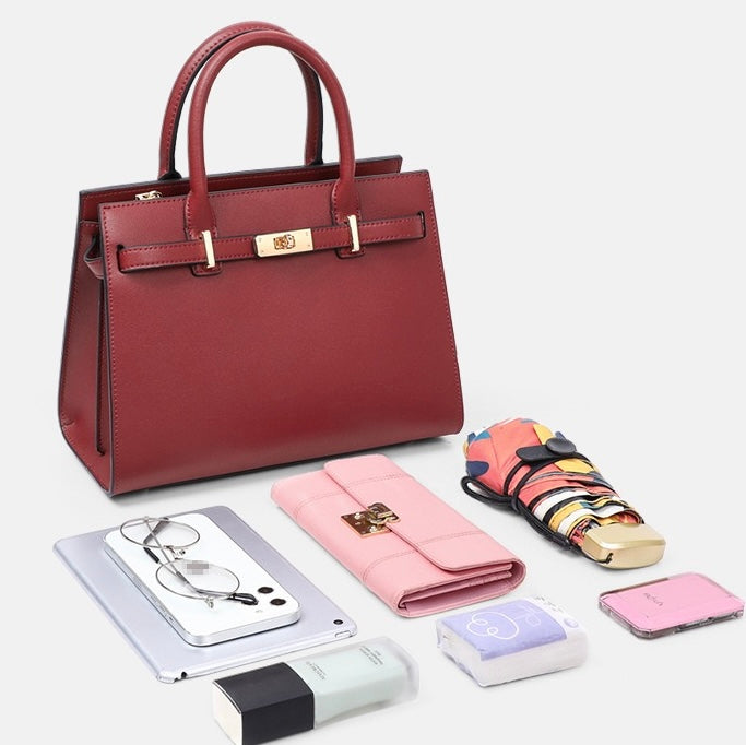 Elegant Large Capacity Genuine Leather Tote Bag for Women