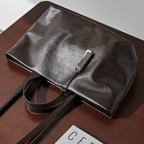 Vintage Leather Luxe Crossbody Tote Bag