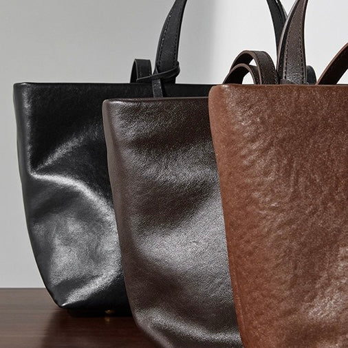 Vintage Leather Luxe Crossbody Tote Bag