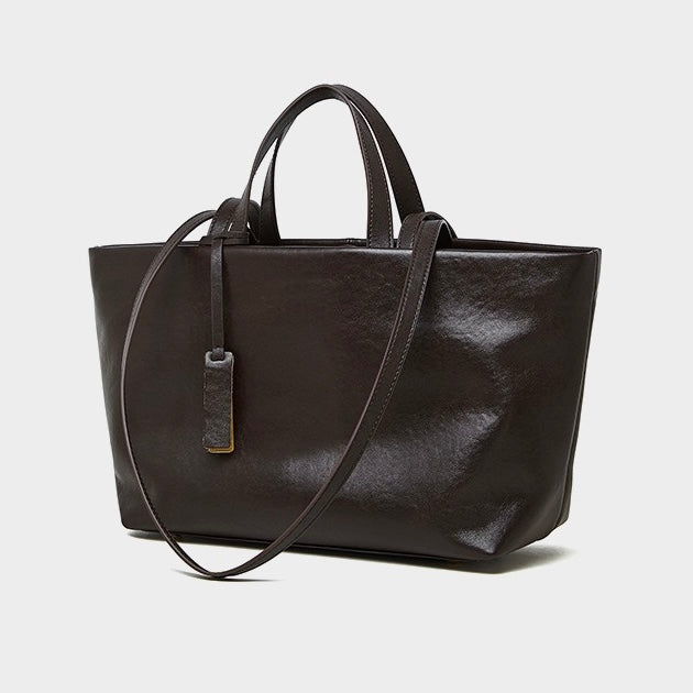 Vintage Leather Luxe Crossbody Tote Bag