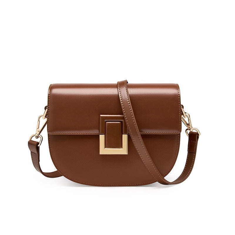 Chic Genuine Leather Saddle Crossbody Bag for Effortless Elegance