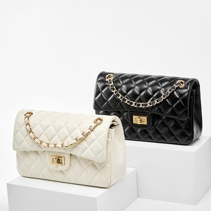 Inspired Quilted Genuine Leather Crossbody Bag for Women