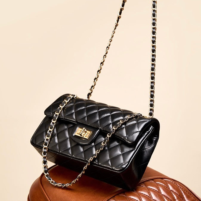 Inspired Quilted Genuine Leather Crossbody Bag for Women