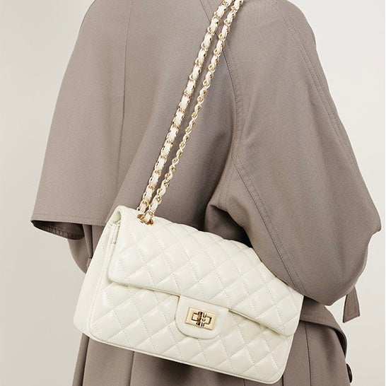 Inspired Quilted Genuine Leather Crossbody Bag for Women