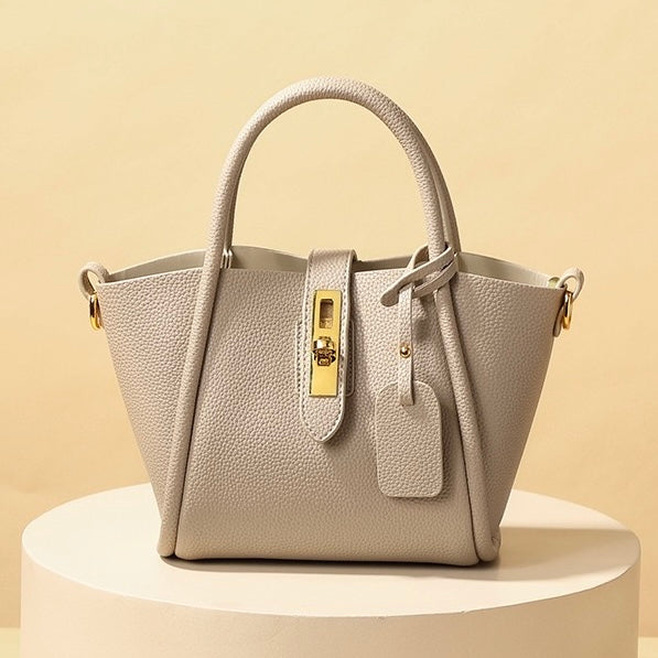 Elegant Genuine Leather Petite Basket Top Handle Bag