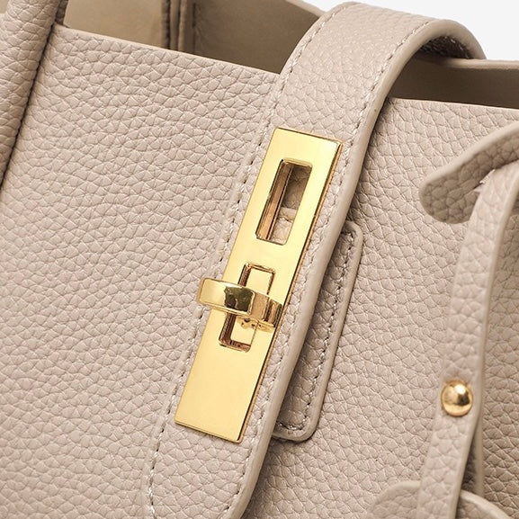 Elegant Genuine Leather Petite Basket Top Handle Bag