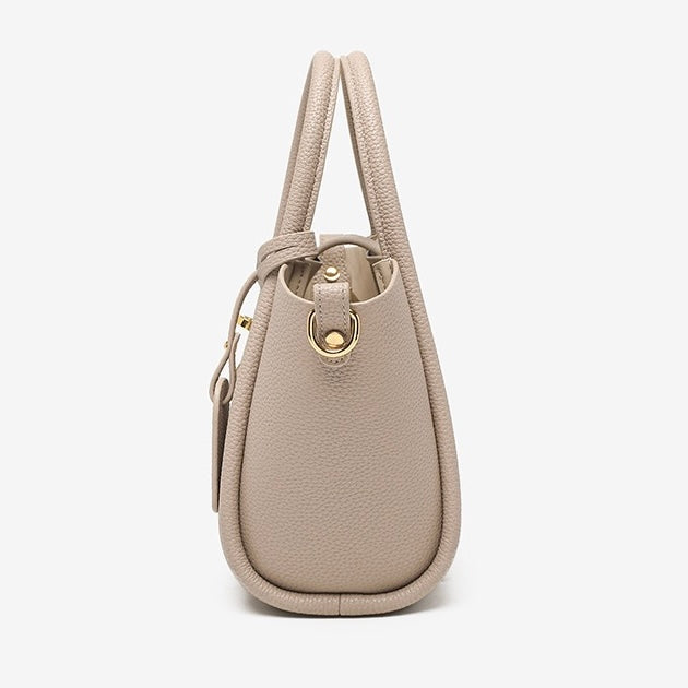 Elegant Genuine Leather Petite Basket Top Handle Bag