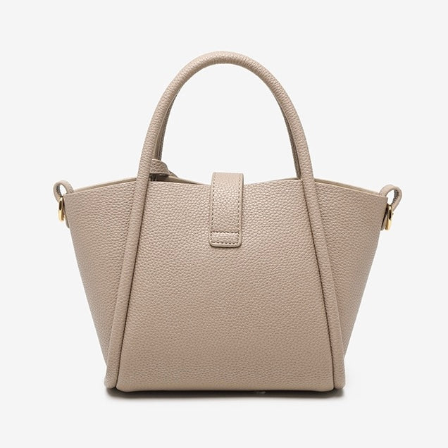 Elegant Genuine Leather Petite Basket Top Handle Bag