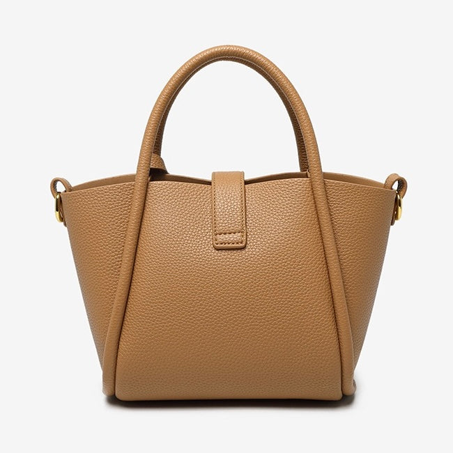 Elegant Genuine Leather Petite Basket Top Handle Bag