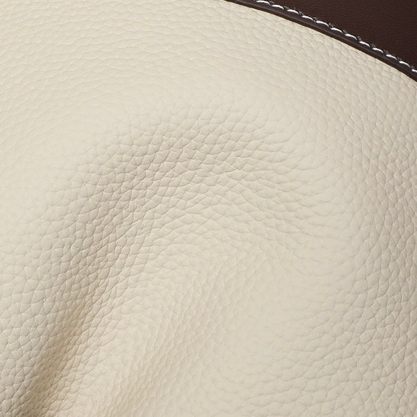 Genuine Leather Pendant Bucket Handbag – Creamy White Elegance