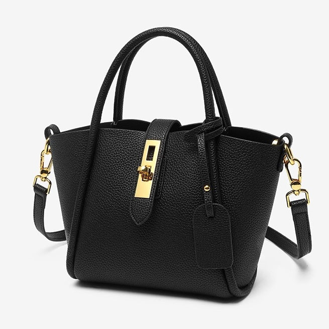 Elegant Genuine Leather Petite Basket Top Handle Bag