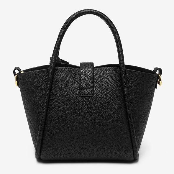 Elegant Genuine Leather Petite Basket Top Handle Bag