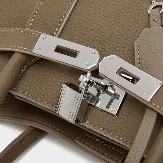 Platinum-Style Genuine Leather Structured Shoulder Tote