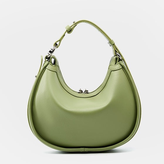 Luxury Handwoven Cowhide Crescent Moon Crossbody Bag