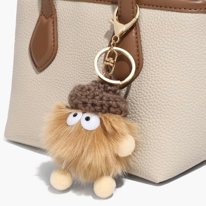Chic Mini Leather Pom Pom Bucket Crossbody Handbag