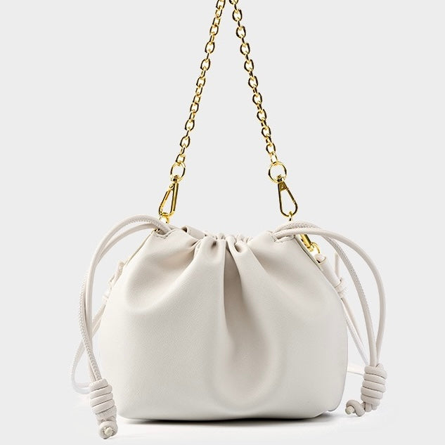 Chic Cloud Bag in Genuine Leather with Detachable Chain